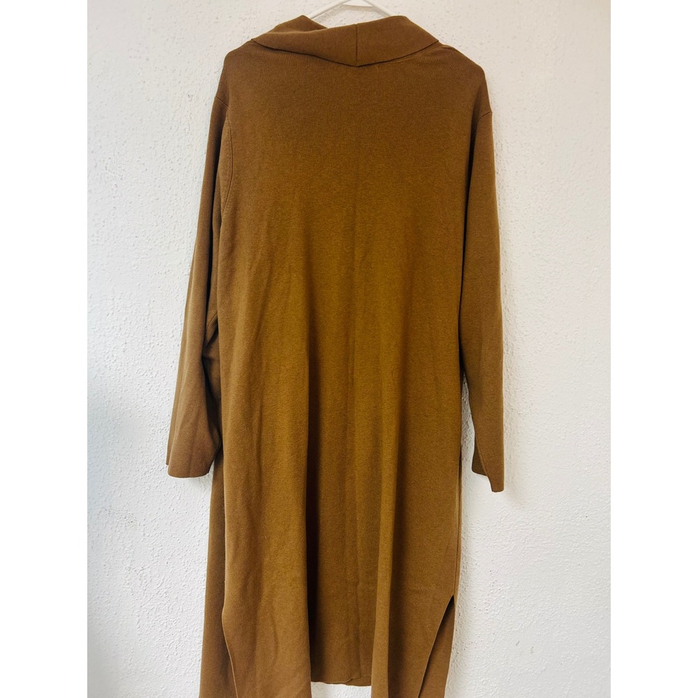J. Jill Brown Wool Blend Longline Open Front Cardigan Sweater 2X Pockets - Picture 9 of 11